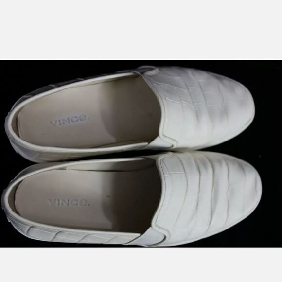 Vince Blair 5 Croc-Effect Leather Sneakers Slip-On, Cream Size 7M $250. - Picture 9 of 10